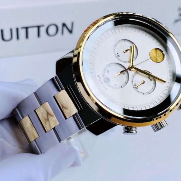 Movado Men's Business Silver Dial Two Tone Watch - Picture 4 of 6